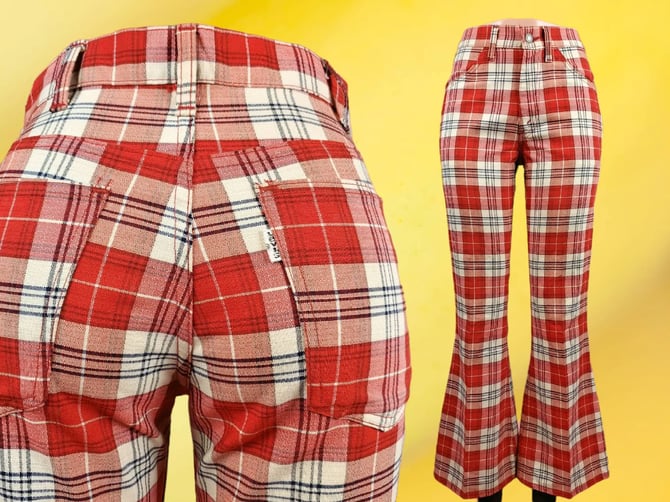 90s Red Plaid Pants