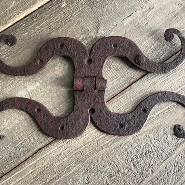 Medieval French Mustache Hinges, Blacksmith Hand Forged, Chateau Decor, Wall Door Hinge 