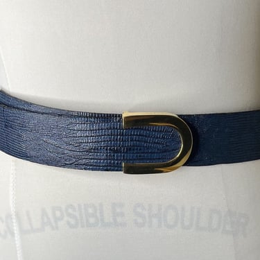 Vintage Cipriani Gray Lizard Leather Belt, Size 31-36 