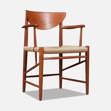 Peter Hvidt Model-317 Teak & Rush Chord Desk Arm Chair
