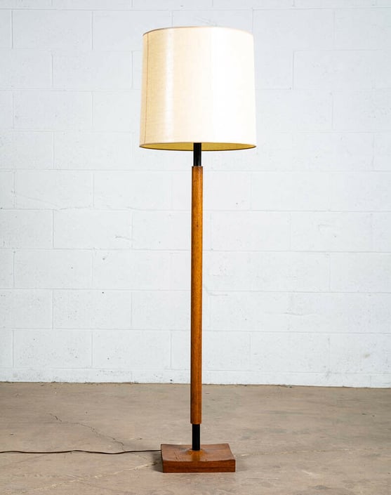 Mid Century Danish Modern Floor Lamp Solid Walnut Square Lighting Mcm Black