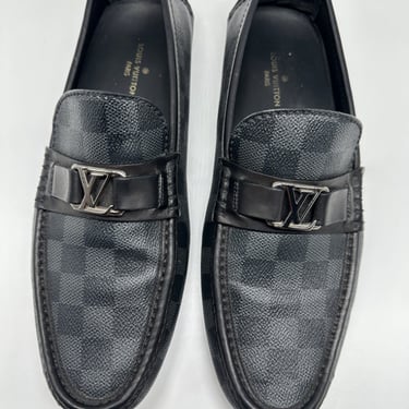 LOUIS VUITTON Men 7.5 Loafers In Damier With Lv Buckle