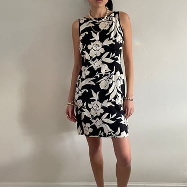 Ann Taylor Vintage Silk Shift Dress - Black/Oatmeal Floral