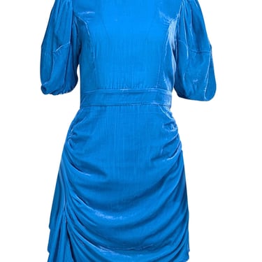 Rhode - Blue Velvet Asymmetric "Pia" Mini Dress Sz M