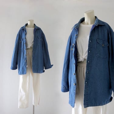 oversized insulated denim shirt -  jacket 