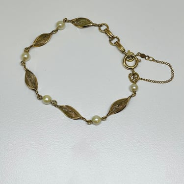 Gold Filled Faux Pearl Bracelet