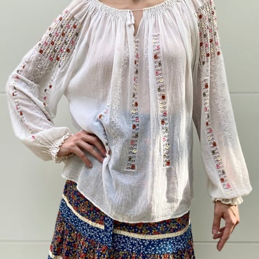 Summer Breeze Embroidered Folk Art Blouse