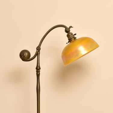 Antique L.C.T. TIFFANY STUDIOS New York Favrile Counterbalance Floor Lamp, Working Condition, 