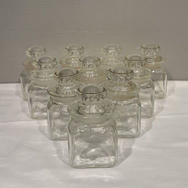 10 Antique Dakota Square Apothecary glass candy jars ground lid & neck, 