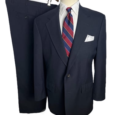 Vintage BROOKS BROTHERS Wool 2pc Navy Suit ~ size 41 R ~ jacket / pants ~ Preppy / Ivy / Trad ~ 40 / 42 