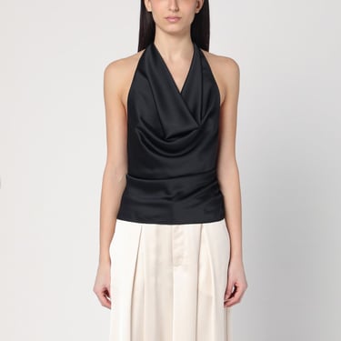 The Andamane Black Top With Draped Neckline Women