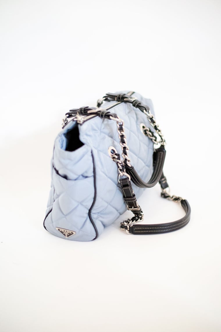 PRADA Quilted Triangle logo Nylon Chain Shoulder Shoulder Bag Navy Vin –  VintageShop solo