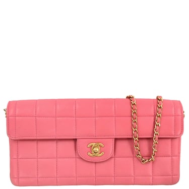 Chanel Pink Lambskin East West Choco Bar Shoulder Bag