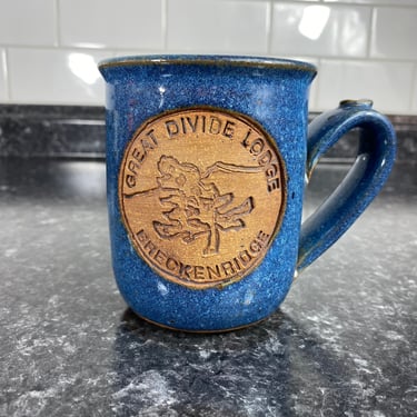 Vintage Breckenridge Great Divide Lodge Stoneware Coffee Mug, Hand Made Ceramic Pottery Mug, Novelty Travel Mug, Souvenir Studio Pottery Mug 