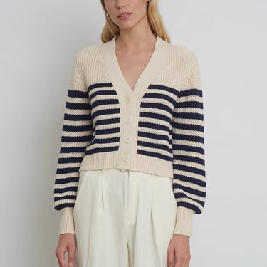 isla Cardigan - Ivory/Navy