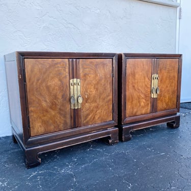 Set of 2 Chinoiserie Nightstands Project by Drexel Tai-Ming Collection FREE SHIPPING - Vintage Asian Style End Tables Wood Furniture 