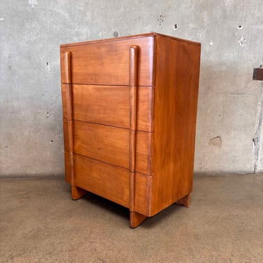 Vintage Art Deco "Skyliner" Highboy Dresser By Heywood Wakefield