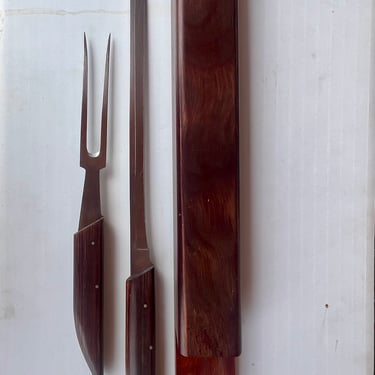 Danish Modern Robeson ShurEdge Self Sharpening Knife Carving Set Rosewood