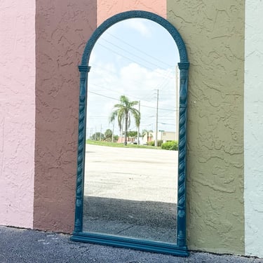 Deep Sea Blue Shell Motif Arch Mirror