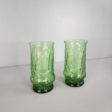 Set of 2 Anchor Hocking Rain Flower Drinking Glasses 