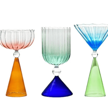 Colorful Ribbed Cocktail Glass