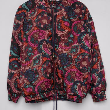 Quilted Floral Silk Windbreaker