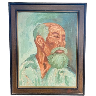 Oil on Board Blue Portrait of a Man
