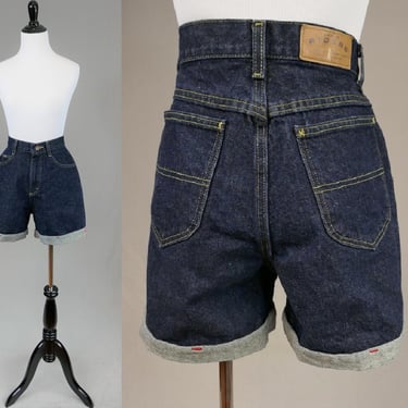 90s Lee Riders Cuffed Jean Shorts - 28" waist - Dark Wash - Cotton Denim - Vintage 1990s - S M 