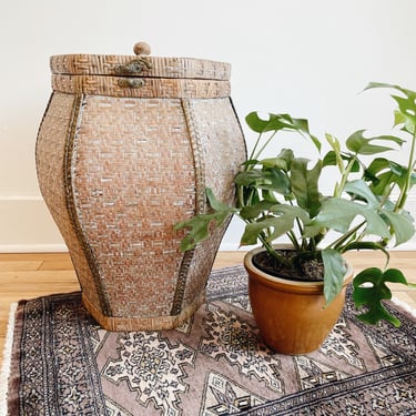Large Rattan Basket with Lid