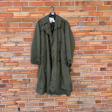 vintage 40s green world war 2 military field trench coat with liner / xs s m extra small medium 