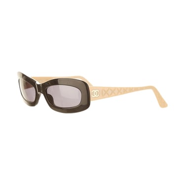 Chanel Beige Quilted Logo Sunglasses