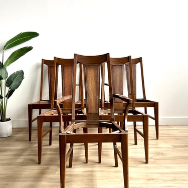 Set of Six Vintage Mid Century Dining Chairs with Upholstery Service