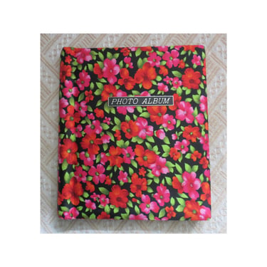 Vintage 60s Photo Album Mod Floral Flower Power Print Scrap Book 