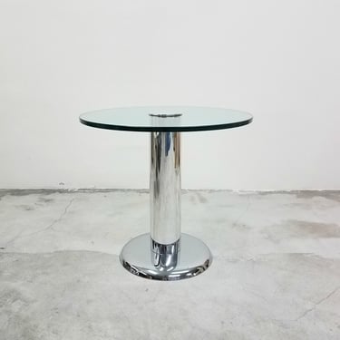 Vintage Round Chrome and Glass Center Table 