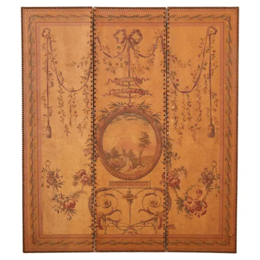 English Victorian Adam Style Three Panel Folding Screen