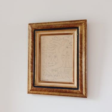 framed midcentury Ignasi Vidal line drawing lithograph