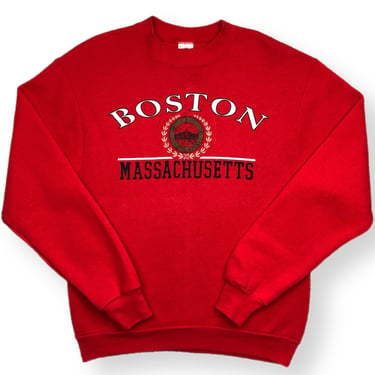Vintage 90s Boston Massachusetts Crest Logo Made in USA Destination/Souvenir Style Crewneck Sweatshirt Pullover Size Medium 