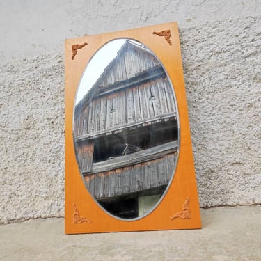 Vintage Mid Century XL Modern Mirror / Wooden Wall Mirror /Space Age Mirror /  XL Wall Mirror/ Retro Home Decor/ 80s 