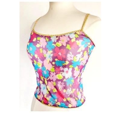 Vintage Dolce Gabbana Tank Top Sheer Floral Y2K 2000s 