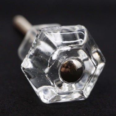 Vintage 1.25 in. Clear Glass Hexagon Drawer Cabinet Knob