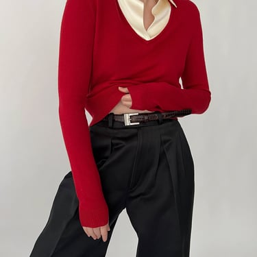 Vintage Ralph Lauren Cherry Silk Cashmere Collared Sweater