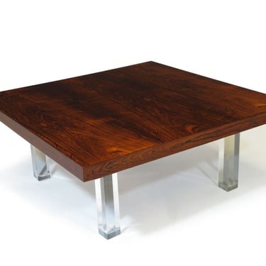 Milo Baughman Brazilian Rosewood and Lucite Coffee Table