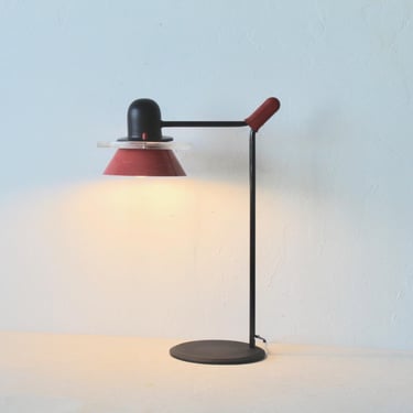 Postmodern Memphis Design School Style Metal Glass Rubber Desk Table Lamp 