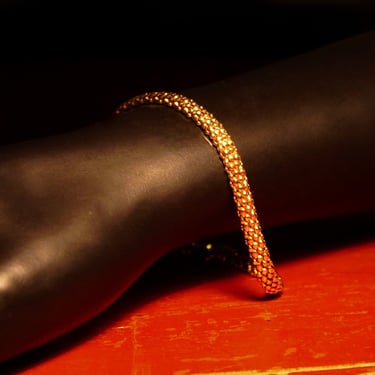 Vintage Italian 14K Yellow Gold Mesh Link Bracelet, 5mm Textured Gold Bracelet, 7 3/4&quot; L 