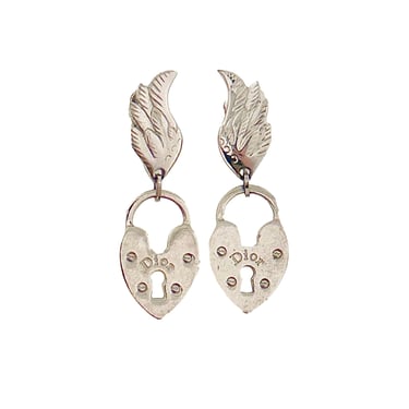 Dior Silver Angel Wing Lock Earrings