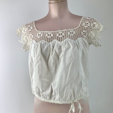 1890's -1910 Victorian/Edwardian  Camisole - Beautiful Hand Crochet Details - Womens Size Small 