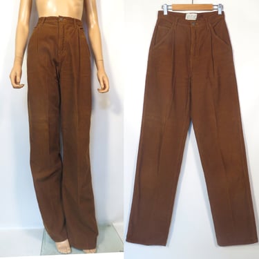 Vintage 80s/90s High Waist Brown Corduroy Pants Made In USA Size 27 x 35 