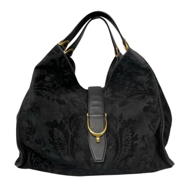 Gucci Black Jumbo Suede Brocade Bag