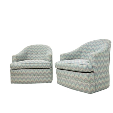 #1528 Pair of Pastel Flame Stitch Swivel Chairs