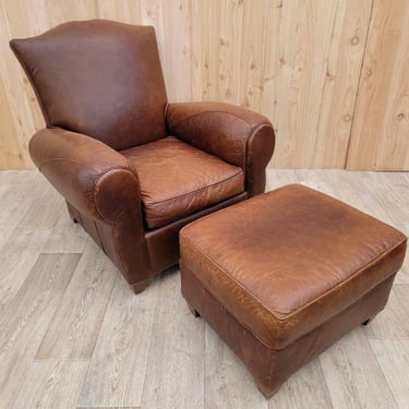 Mitchell gold leather online club chair